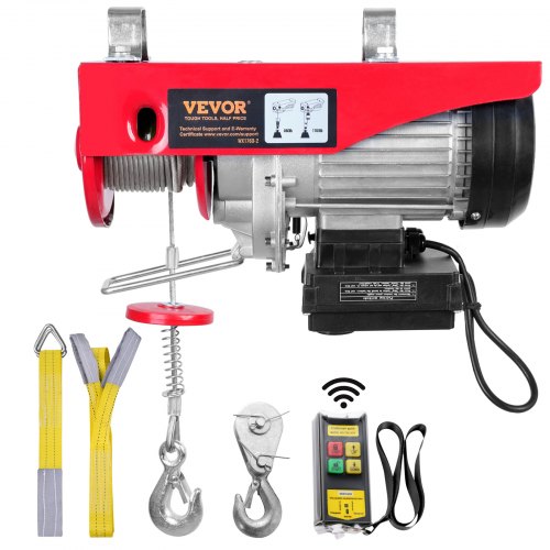 Polipasto Eléctrico de Cable Capacidad de 800kg Polipasto 1450 W con Mando a Distancia Inalámbrico 10 m/min Altura de Elevación 12m Cable Único Motor de Cobre Puro para Garajes Almacenes Plantas