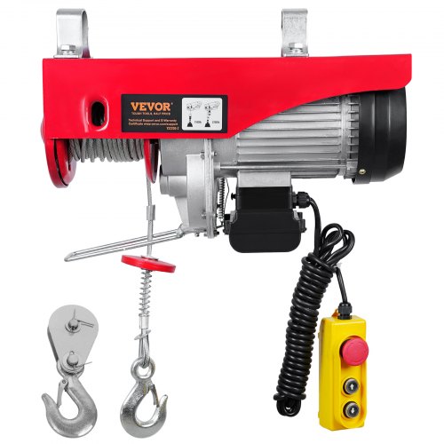 Polipasto Eléctrico de Cable Capacidad de 1000kg Polipasto 1600 W con Mando a Distancia Inalámbrico 10m/min Altura de Elevación 12m Cable Único Motor de Cobre Puro para Garajes Almacenes Plantas