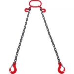 Eslinga de Cadena de Elevación 2 Cadenas con Ganchos y Ajustadores 8mm x 180cm Carga de 2993 kg G80 para Carretilla Elevadora, Polipasto Motorizado, Muelle, Sitio de Construcción, Fábrica