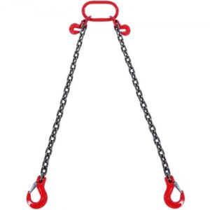 Eslinga de Cadena de Elevación 2 Cadenas con Ganchos y Ajustadores 8mm x 180cm Carga de 2993 kg G80 para Carretilla Elevadora, Polipasto Motorizado, Muelle, Sitio de Construcción, Fábrica