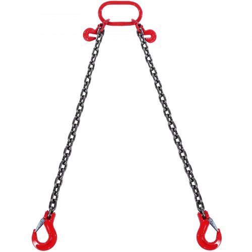 Eslinga de Cadena de Elevación 2 Cadenas con Ganchos y Ajustadores 8mm x 180cm Carga de 2993 kg G80 para Carretilla Elevadora, Polipasto Motorizado, Muelle, Sitio de Construcción, Fábrica
