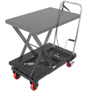 Carro Hidráulico de Mesa Elevadora Capacidad de Carga de 230 kg Elevador Manual de Tijera Simple Altura de Elevación de 720 mm 4 Ruedas Cojín Antideslizante para Manipulación Transporte, Negro