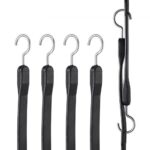 4 PCS Cuerda Elástica Plana de 20 mm Correas Elásticas Resistentes con Ganchos en Forma de S de Acero Cuerda Elástica de 102 cm de Largo para Carga, Camiones y Tiendas de Campaña, Negro