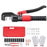 Alicates de Corte 4-70 mm² Herramienta de Corte Hidráulico Aluminio y Cobre Cable de Batería AWG12-2/0 con Cortador de Cable Par de Guantes 50 Conectores Anillo de Cobre para Electricistas