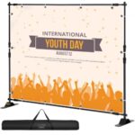 Soporte para Panel de Fondo Publicitario Achura de 35 "- 96", Soporte de Banner para Telón de Fondo Altura de 40 "- 96", Ajustable para Feria Comercial Ligero Telescópico Ajustable Expositor