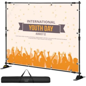 Soporte para Panel de Fondo Publicitario Achura de 35 "- 96", Soporte de Banner para Telón de Fondo Altura de 40 "- 96", Ajustable para Feria Comercial Ligero Telescópico Ajustable Expositor