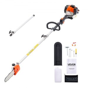 Motosierra de Pértiga a Gasolina, Motosierra Inalámbrica de 25 cc y 2 Tiempos con Barra de Corte de 20,3 cm, Tanque de Combustible de 650 ml y Extensible de 2-2,74 m para Podar Árboles