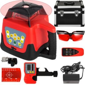 Nivel Láser Auto-nivelante Rojo, 250 m Máximo Rango Nivel de Láser Rojo, IP54 Láser Rotatorio Nivel de Láser Impermeable Temperatura de -20 °C - 45 °C para Construcción, 161 x 161 x 184 mm