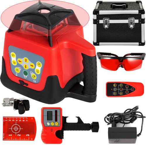 Nivel Láser Auto-nivelante Rojo, 250 m Máximo Rango Nivel de Láser Rojo, IP54 Láser Rotatorio Nivel de Láser Impermeable Temperatura de -20 °C - 45 °C para Construcción, 161 x 161 x 184 mm