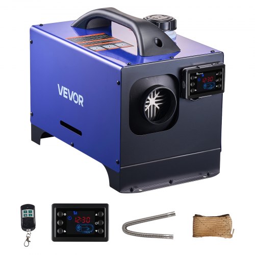 Calefactor de Aire Diésel 12 24V 5 8KW, Portátil, con Mando a Distancia, Pantalla LCD y Asa, Silencioso, 5 L, para Camiones, Autocaravanas, SUV y Tractores, 400 x 245 x 305 mm, Violeta y Negro