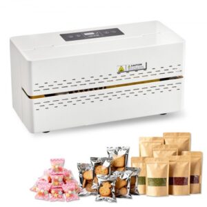 Máquina de Sellado Continuo Ancho de Sellado 8-12 mm, Selladora Automática de Banda con Control Digital de Temperatura y Apagado Automático, Envasadora para Bolsas de Plástico 0,06-0,2 mm