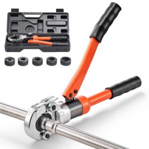 Alicates de Prensa Hidráulica para Tuberías, Herramienta de Prensado de Tubos con 5 Mordazas V12, V15, V18, V22, V28 y Estuche de Transporte, para Reparaciones, Instalaciones de Fontanería