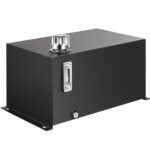 Depósito de Fluido Hidráulico 37,8 L Tanque de Combustible de Acero Tanque de Transferencia de Gasolina con Filtro Medidor de Temperatura Tapa de Respiradero para Tractores y Camiones, Negro