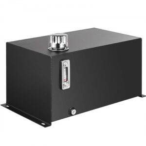 Depósito de Fluido Hidráulico 37,8 L Tanque de Combustible de Acero Tanque de Transferencia de Gasolina con Filtro Medidor de Temperatura Tapa de Respiradero para Tractores y Camiones, Negro