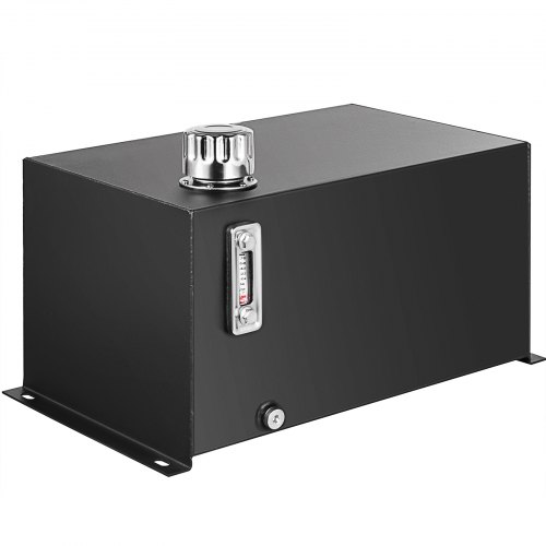 Depósito de Fluido Hidráulico 37,8 L Tanque de Combustible de Acero Tanque de Transferencia de Gasolina con Filtro Medidor de Temperatura Tapa de Respiradero para Tractores y Camiones, Negro