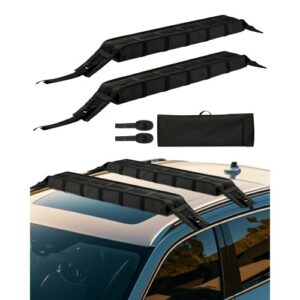 Almohadillas Universales para Portaequipajes de Coche 83,8 cm Almohadillas Blandas Carga de 80 kg con Correas de Amarre, Bolsa de Almacenamiento para Canoas, Kayak, Tablas de Snowboard