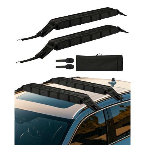 Almohadillas Universales para Portaequipajes de Coche 83,8 cm Almohadillas Blandas Carga de 80 kg con Correas de Amarre, Bolsa de Almacenamiento para Canoas, Kayak, Tablas de Snowboard