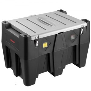 Tanque de Diésel Portátil, Tanque de Combustible de Capacidad de 484,5 L con Bomba de Transferencia Eléctrica y Manguera de Goma de 4 m, Contendor de Transferencia de Diésel de PE, Negro
