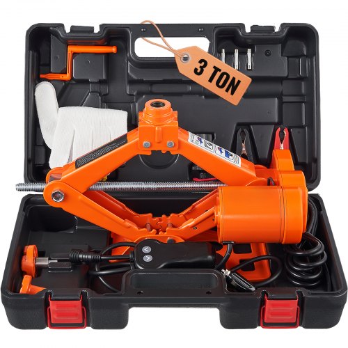 Kit de Gato de Tijera Eléctrico 3T Gato Eléctrico para Automóvil 12V Gato Eléctrico para Coche Kit de reparación de Coche con Cable de Alimentación de 3,5m para Sedanes SUV o Cualquier Vehículo