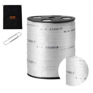 Cinta de Tracción de Poliéster 1,6 cm x 97,6 m, Cuerda Plana, Capacidad de Tensión de 1000 kg, Cinta Impresa para Tendido de Cables, Ideal para Embalaje, Jardinería, Conductos, Color Blanco