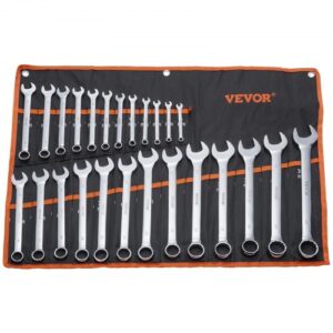 25 PCS Juego de Llaves Combinadas, Juego de Llaves de Boca con Bolsa Enrollable, juego de Llaves Grande de Acero al Carbono Métricas de 6-32 mm para Uso Doméstico, Reparaciones de Automóviles