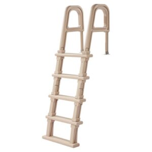 Escalera para Piscina, Escalera Inclinada de 5 Escalones con Pasamanos Dobles, Escalón Resistente Antideslizante, Carga de 136 kg, en Interiores y Exteriores, Gris Topo, 810 x 605 x 1790 mm