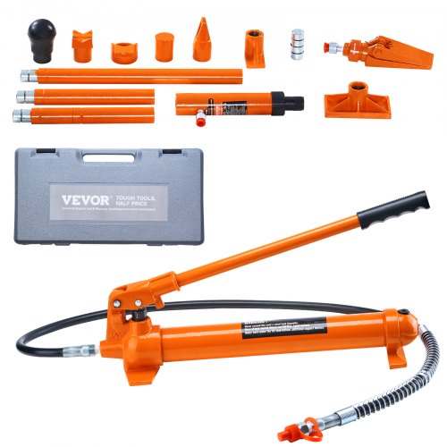 Kit de Cilindro Hidráulico Gato Hidráulico Portátil 12 T con Manguera de Aceite de 1,4 m Kit de Reparación de Marco de Carrocería para Reparación de Automóviles, Camiones, Granja, Naranja