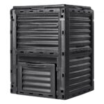 Compostador de Jardín 300 L sin BPA Contenedor de Abono para Exteriores con Tapa Puerta Inferior Gran Capacidad Fácil de Instalar para Recolectar Hojas Compostaje Creación Rápida Suelo Fértil