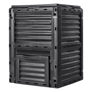 Compostador de Jardín 300 L sin BPA Contenedor de Abono para Exteriores con Tapa Puerta Inferior Gran Capacidad Fácil de Instalar para Recolectar Hojas Compostaje Creación Rápida Suelo Fértil