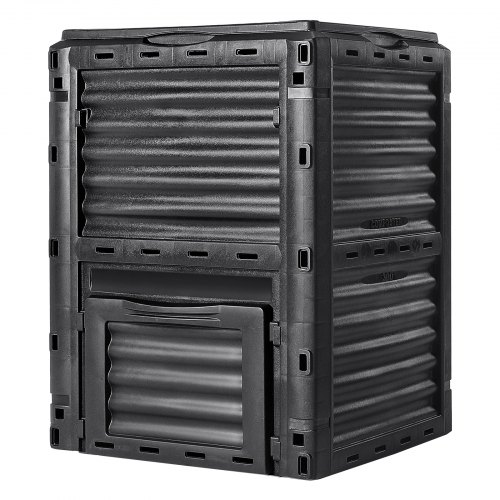 Compostador de Jardín 300 L sin BPA Contenedor de Abono para Exteriores con Tapa Puerta Inferior Gran Capacidad Fácil de Instalar para Recolectar Hojas Compostaje Creación Rápida Suelo Fértil
