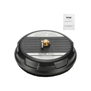 Limpiador de Superficies para Hidrolavadora con 4 Ruedas, Redondo, Plástico, 20,68 Mpa máx., Conector Rápido de 0,635 cm, 2 Boquillas Rociadoras, para Aceras, Patios, Negro, φ 385 x 120 mm