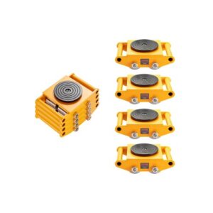 4PCS Patín de Transporte de Maquinaria Ruedas para Mover Muebles Pesados Carga de 12 T con Base Antideslizante Rotación de 360° de 4 Ruedas de Acero al Carbono para Almacén Taller Fábrica Hogar