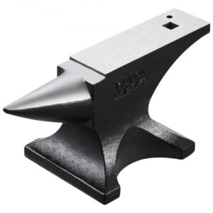 Yunque de Un Solo Cuerno 25 kg Yunque de Acero Fundido Yunque de Cuerno Redondo Resistente de Alta Dureza para Herreros con Encimera y Base Estable para Doblar, Dar Forma, Torcer Metales