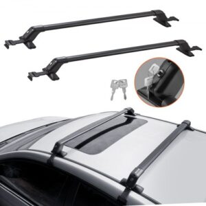 Barras Transversales de Techo Portaequipajes de Aluminio Compatibles con Techos sin Riel Lateral Distancia Interior Compatible entre Canalones de 1050 1090 mm Capacidad de Carga de 70 kg