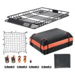 Cesta para Portaequipajes de Techo 162,5x99x10,5 cm Soporte de Equipajes Universal con Bolsa de Carga 112x87x26 cm Correas de Trinquete Carga Máxima de 113,4 kg para SUV, Camión, Coche
