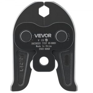 Mordaza de Prensado V15 de 15 mm para Tubos de Acero Inoxidable Tipo V, Acero Cementado de Alta Resistencia, Compatibles con Herramientas de Prensado Estándar, 148 x 110 x 39 mm, Negro