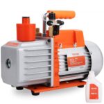 Bomba de Vacío de Paletas Rotativas 5 CFM 250W Bomba de Vacío de Aire Acondicionado 2 Etapas SAE 1/4" y 3/8" Entrada Macho ACME de 12,7 mm para Reparación de HVAC Mantenimiento de Refrigeración