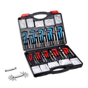 Kit de Reparación de Roscas Helicoil 338 Piezas Kit Reparador Roscas SAE y Métrico M5, M6, M8, M10, M12, 1/4", 5/16", 3/8", 7/16", 1/2", Brocas HSS, Insertos de Rosca, Machos de Roscar