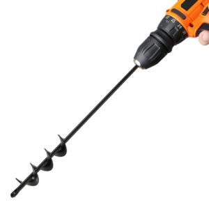 Broca Helicoidal para Plantar Ø 40 x 420 mm para Taladros con Punta Hexagonal de 10 mm, Herramienta Robusta para Plantar Bulbos, Accesorios para Perforar Agujeros en Jardines y Cercas, Negro