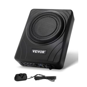 Subwoofer para Debajo del Asiento para Automóvil 203 mm 300 W Altavoz Compacto para Coche Amplificador Incorporado Entrada de Nivel Alto Bajo Controlador de Volumen Control Remoto con Cable