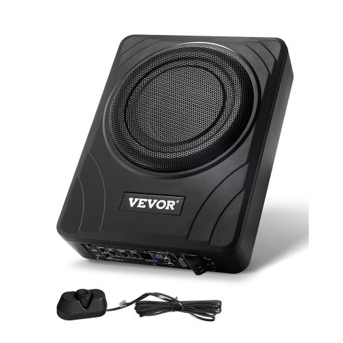 Subwoofer para Debajo del Asiento para Automóvil 203 mm 300 W Altavoz Compacto para Coche Amplificador Incorporado Entrada de Nivel Alto Bajo Controlador de Volumen Control Remoto con Cable