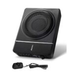 Subwoofer para Debajo del Asiento para Automóvil 203 mm 240 W Altavoz Compacto para Coche Amplificador Incorporado Entrada de Nivel Alto Bajo Controlador de Volumen Control Remoto con Cable