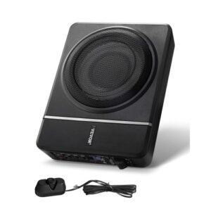 Subwoofer para Debajo del Asiento para Automóvil 203 mm 240 W Altavoz Compacto para Coche Amplificador Incorporado Entrada de Nivel Alto Bajo Controlador de Volumen Control Remoto con Cable