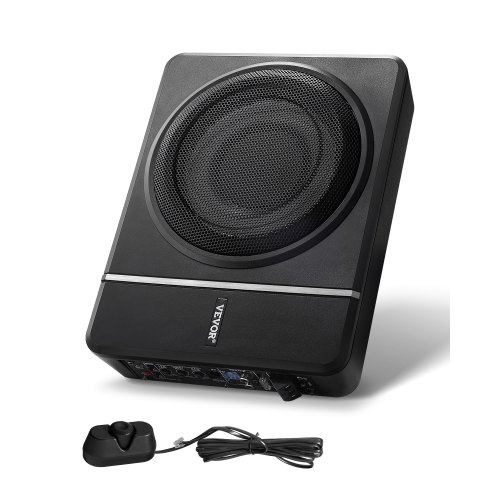 Subwoofer para Debajo del Asiento para Automóvil 203 mm 240 W Altavoz Compacto para Coche Amplificador Incorporado Entrada de Nivel Alto Bajo Controlador de Volumen Control Remoto con Cable