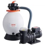 Bomba de filtro de arena para piscinas elevadas, 400 mm, 18 000 l/h, 850 W, conjunto combinado de bombas y filtros para piscinas con válvula multipuerto de 6 vías y cesta de filtro, para piscinas domésticas y comerciales