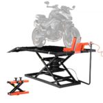 Gato para Motocicleta, Capacidad de Peso 680 kg, Rango de Altura 177,8 a 940,2 mm, con Banco de Trabajo Extraíble, para Vehículos Todo Terreno y Motos de Cross. 2850 x 1300 x (1430 530) mm