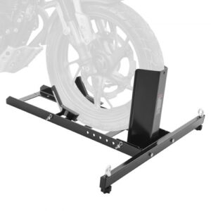 Soporte de Rueda de Motocicleta Capacidad de 816,5 kg Calzo de Rueda Diámetro de 381-558,8 mm Ancho de 76,2-203,2 mm Soporte de Transporte de Acero para Remolque Taller Garaje