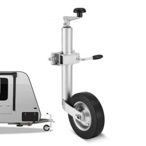 Rueda de Apoyo 550–780 mm de Altura Ajustable, Capacidad de Carga hasta 150 kg, con Rueda Simple y Mango Ergonómico, Adecuado para Remolques, Caravanas y Barcos, 250 x 130 x 550 mm, Plata