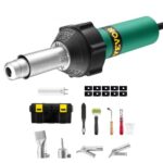 Soldador de Aire Caliente para Plástico 1600 W, Kit de Soldadura para Techos de Plástico con 11 Accesorios: Caja de Herramientas, Boquilla, Rodillo, Cuchillas para PP/PE/PVC, 330 x 95 x 56 mm