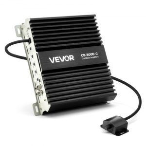 Amplificador Monobloque para Coche de 800 W, 1/2/4 Ohmios, Clase D, con Control Remoto de Nivel de Subwoofer, Filtro de Paso Bajo, Refuerzo de Graves, Cambio de Fase y Control de Volumen
